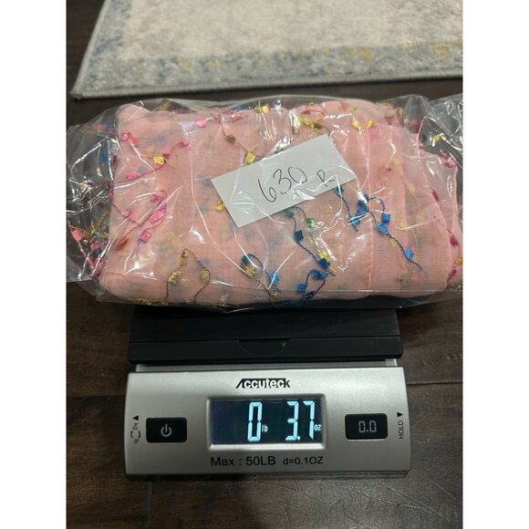 Elegant Sheer Pink Scarf Lightweight Shawl Wrap Colorful Fringe Accent Comfort - Picture 9 of 9